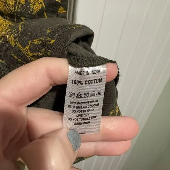 Komil Salvia Print Cowl Neck Tunic Top Cotton Lagenlook Gray Yellow Size Medium - Picture 6 of 7